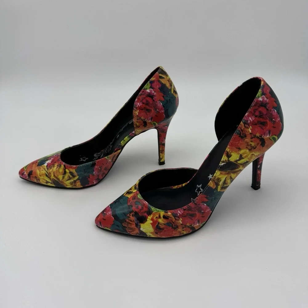 BRASH Karah D'orsay Stiletto Floral Heels Women US sz 7.5 Multicolor Pointy Toes